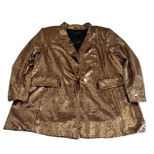 Eloquii Sequin Gold Blazer Jacket Womens 26